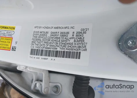 2021 Honda Accord Touring from USA, damaged, VIN 1HGCV2F94MA016364